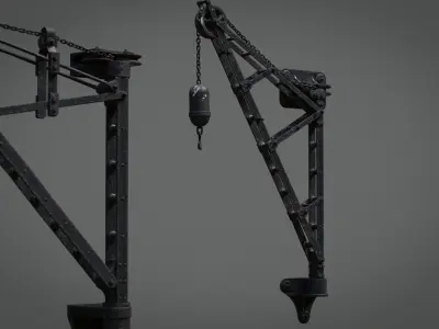 Victorian Industrial Wall Hoists Cranes 3D model