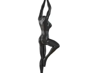 Female headless mannequin stands in yoga pose 70 3D model