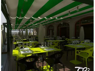 DAY NIGHT RESTAURANT SCENE 3D model