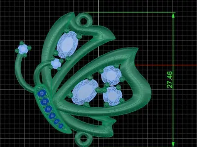 Butterfly Pendant 3D print model 5