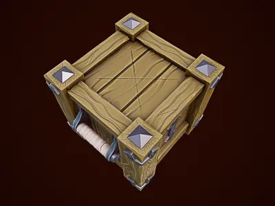 Stylize Wooden Box Low-poly 3D model