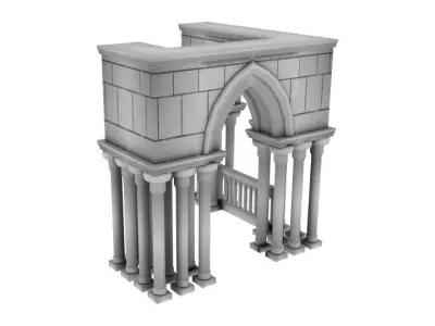Gothic arcades Low-poly 3D model