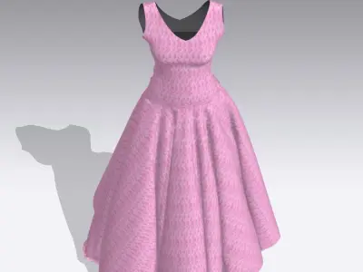 beautiful pink gown 3D model