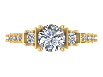 Classic Three-Stone Engagement Ring  3D print model