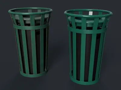 Street Trash Can 6 PBR Game Ready Low-poly 3D model