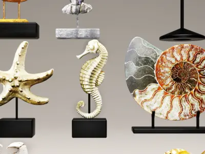 set Collection figurines statues  3D model