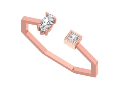 Open End Women Light Weight Band Marquise Princess Stone Ring 3D print model