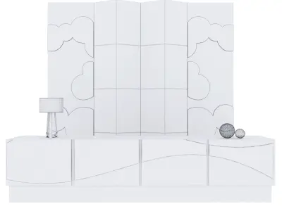 Reception cabinet with doors and drawers 3D model