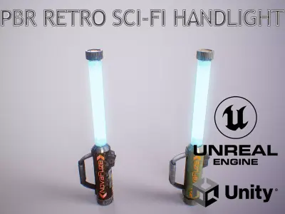 PBR Retro Sci-Fi Handlight Low-poly 3D model