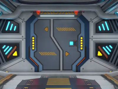 3D Sci-Fi Corridor 02 All PBR Unity UE Textures Low-poly 3D model