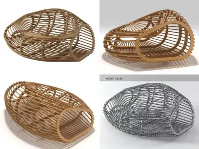 Nananu three rattan chair 3D model