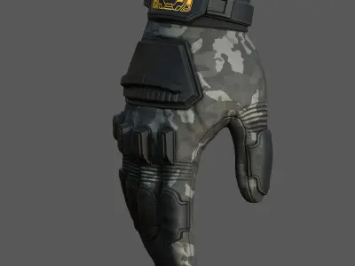 Gloves military combat soldier protection camouflage safety  Low-poly 3D model