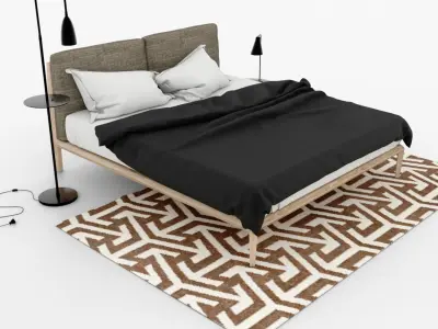 Scandinavian style bedroom set 3D model