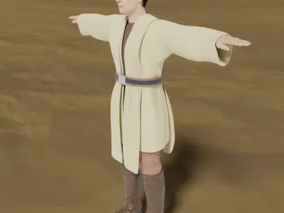 Jedi-rigged and animated Low-poly 3D model