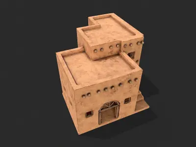 Clay Desert Egypt Village House 9 Low-poly 3D model