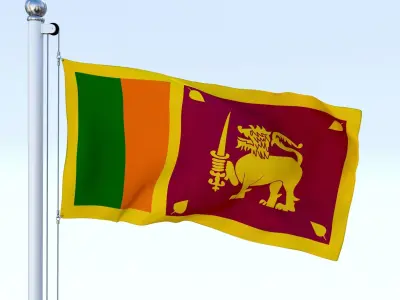 Animated Sri Lanka Flag Low-poly 3D model