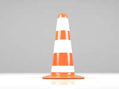 Traffic Cone Road Block Low-poly 3D model