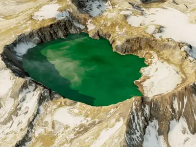 Katmai volcano 3D model terrain Low-poly 3D model