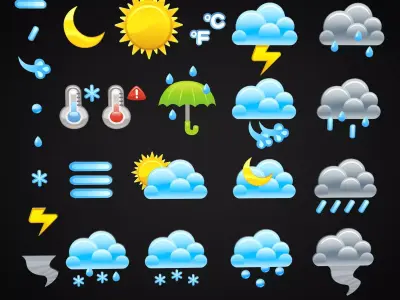 Cartoon Weather Icons Low-poly 3D model