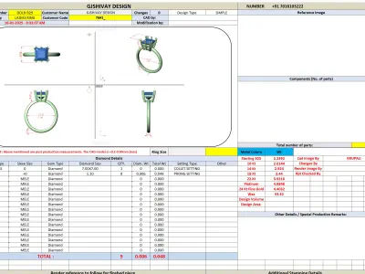 Princess Cut Solitaire Ring with Hidden Halo 3D print model