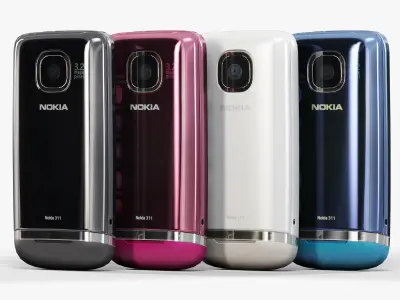 Nokia Asha 311 Low-poly 3D model