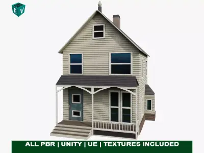 Vintage House01 All PBR Unity UE Textures Included Low-poly 3D model