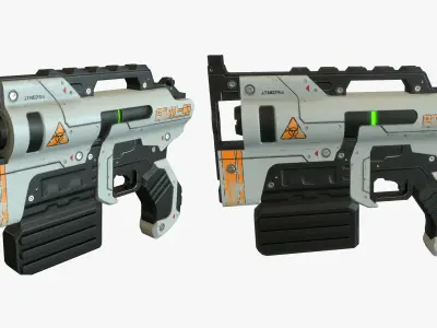 Sci Fi Gun Low-poly 3D model 9