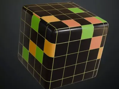 Modern Vibrant Multi-Color Square Ceramic Tiles PBR Seamless Texture