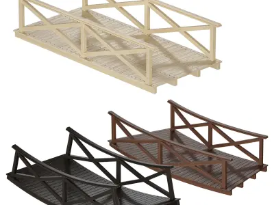 Wooden plank arch bridge 3D model