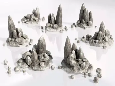 Rock Formations Asset Pack 7 Low Poly Game Ready 2K PBR Models Low-poly 3D model