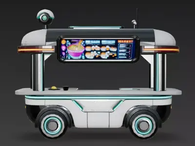 Cyberpunk Food Kiosk 3D Model Low-poly 3D model