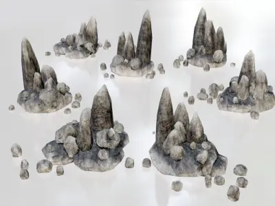 Rock Formations Asset Pack 7 Low Poly Game Ready 2K PBR Models Low-poly 3D model