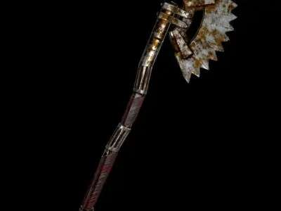 Steampunk axe low poly 6 texture options and high poly Low-poly 3D model