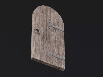 Medieval Door Arched 01 LowPoly Plus HP Mesh Low-poly 3D model