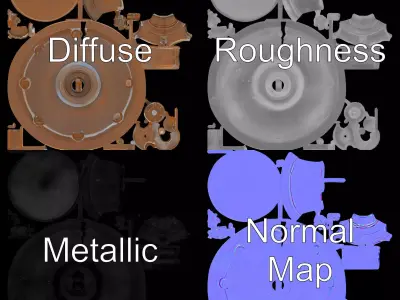 Vintage Brass Pump model pack Low-poly 3D model