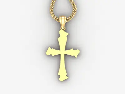 Light Gold 18K Cross Pendant 1CP040 3D print model buy