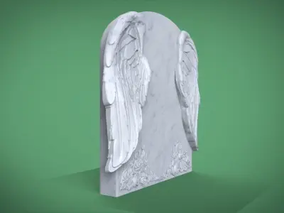 Memorial tombstone with wings 3D print model