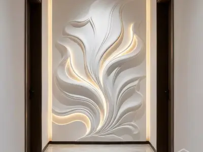 Modern Decorative Relief Wall Decor Set STL Mural CNC 389 3D model