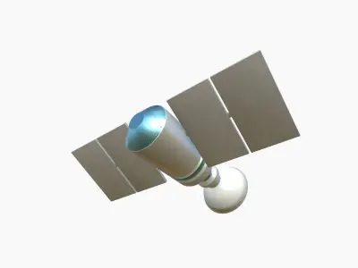 Satellite D03 White Blue - SciFi Space Design Low-poly 3D model