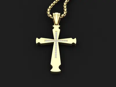 High Cross Pendant Light Gold 18K 3CP026 3D print model