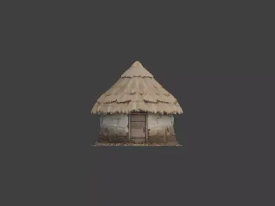 Rustic Straw Hut Low-poly 3D model