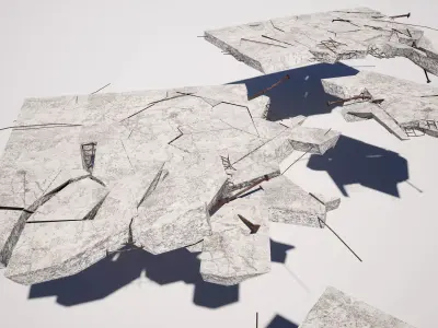  Broken Concrete Debris Low-poly 3D model