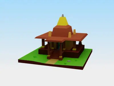 Low Poly Temple Scene 3D Model Free low-poly 3D model