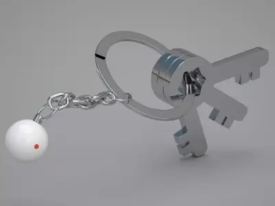 Cue Snooker Ball with Keychain 3D model