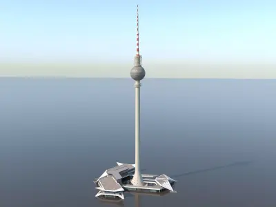 berlin tv radio tower fernsehturm np1 Low-poly 3D model