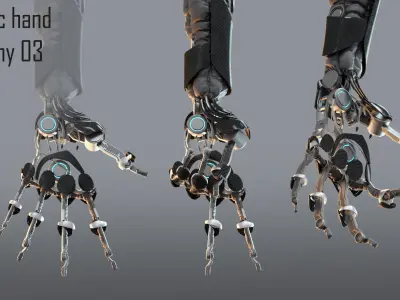 Robotic hand anatomy 03 3D model