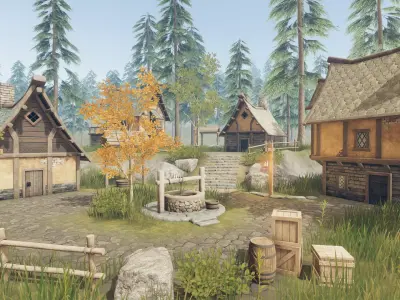 Medieval Houses and Props - Game Props Low-poly 3D model