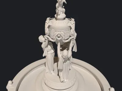 European Fountain Sculpture 3D Model 3D model