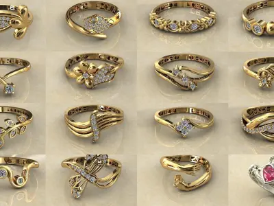 Women Wedding Engagement Ring 76 Pieces 3D Model Pack