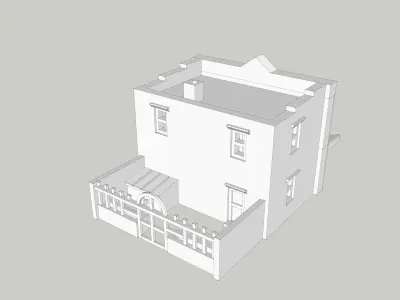 City Building Shop Restaurant Cafe by Outland Models Low-poly 3D model